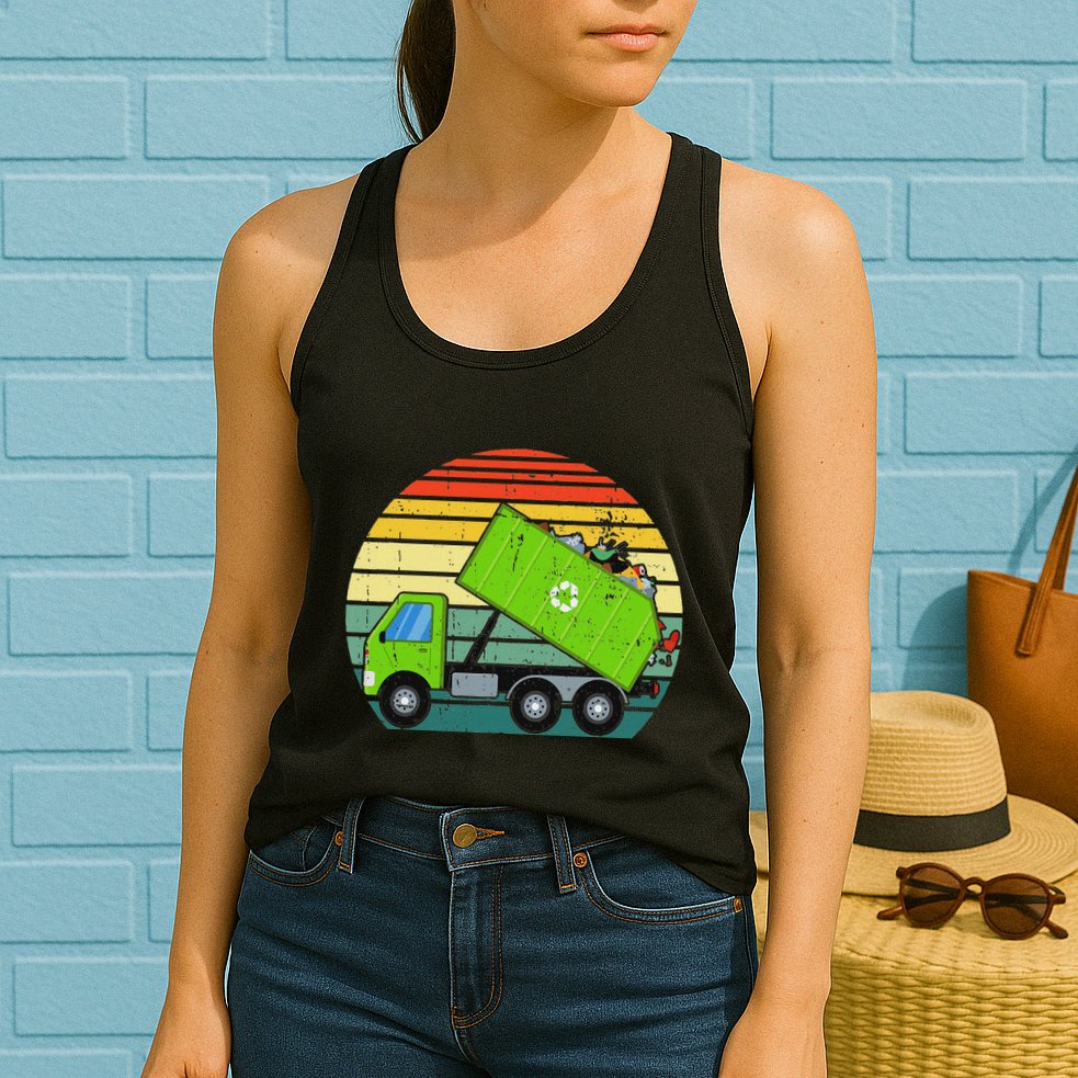 Retro Garbage Truck Waste Management Womens Tank Top