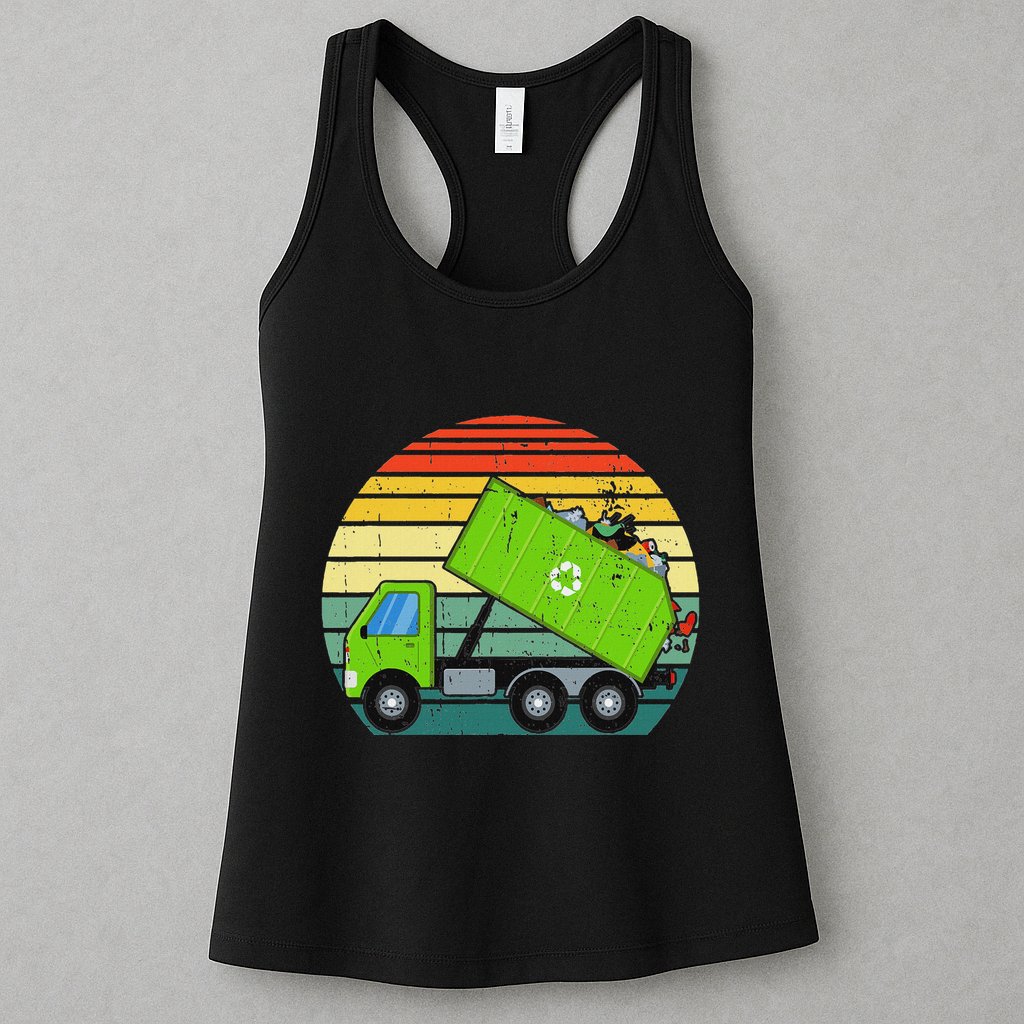 Retro Garbage Truck Waste Management Womens Tank Top