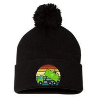Retro Garbage Truck Waste Management Pom Pom 12in Knit Beanie