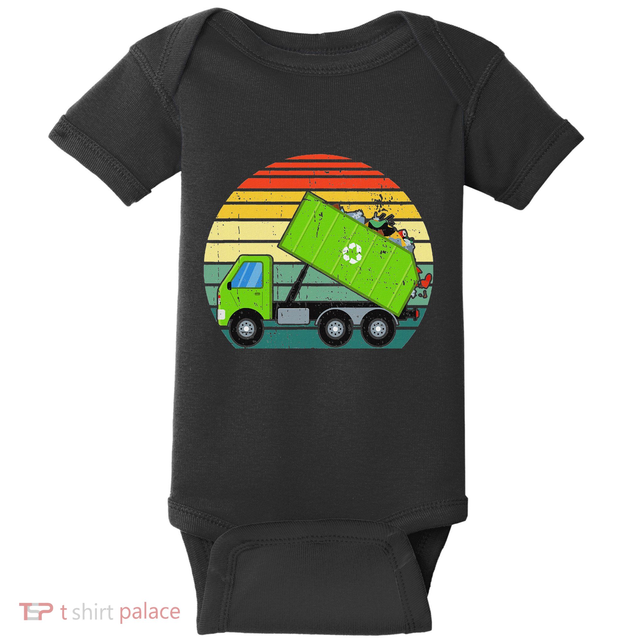 Retro Garbage Truck Waste Management Baby Bodysuit