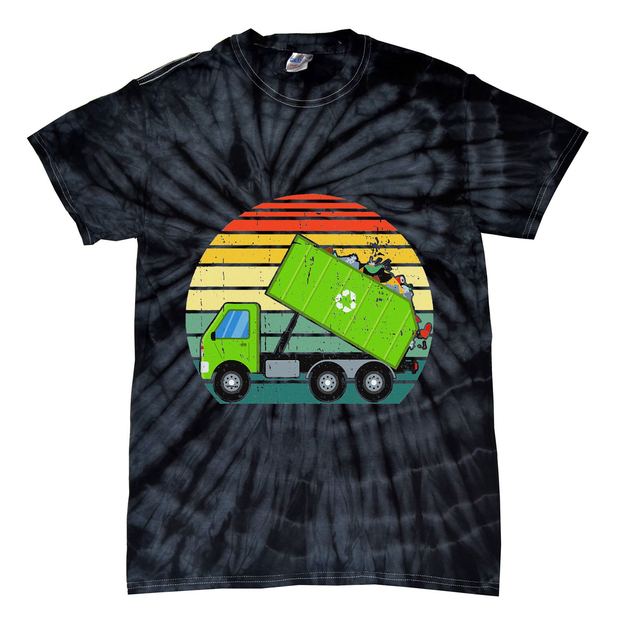 Retro Garbage Truck Waste Management Tie-Dye T-Shirt