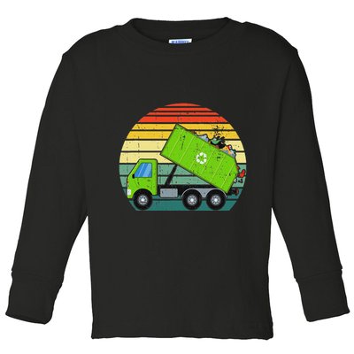 Retro Garbage Truck Waste Management Toddler Long Sleeve Shirt