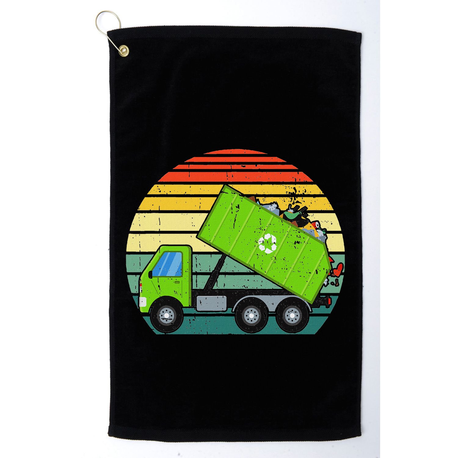 Retro Garbage Truck Waste Management Golf Towel
