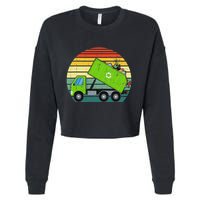 Retro Garbage Truck Waste Management Cropped Pullover Crew