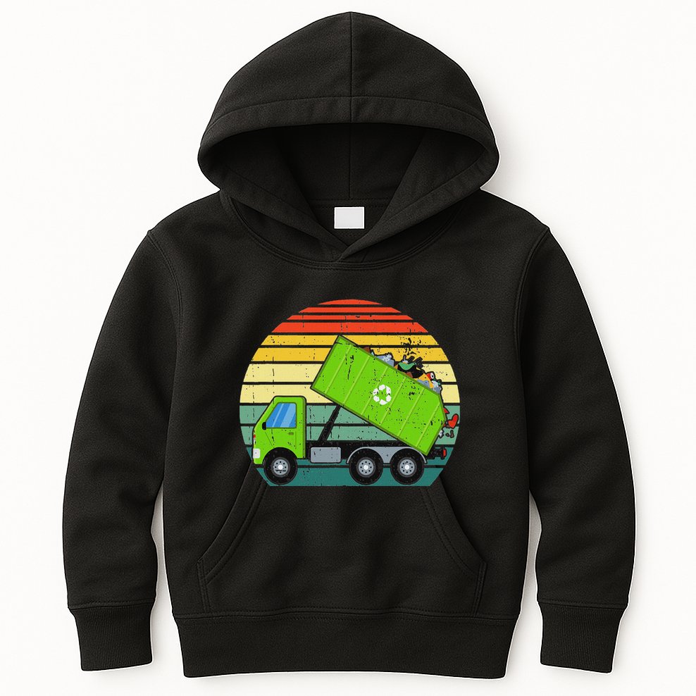 Retro Garbage Truck Waste Management Kids Hoodie