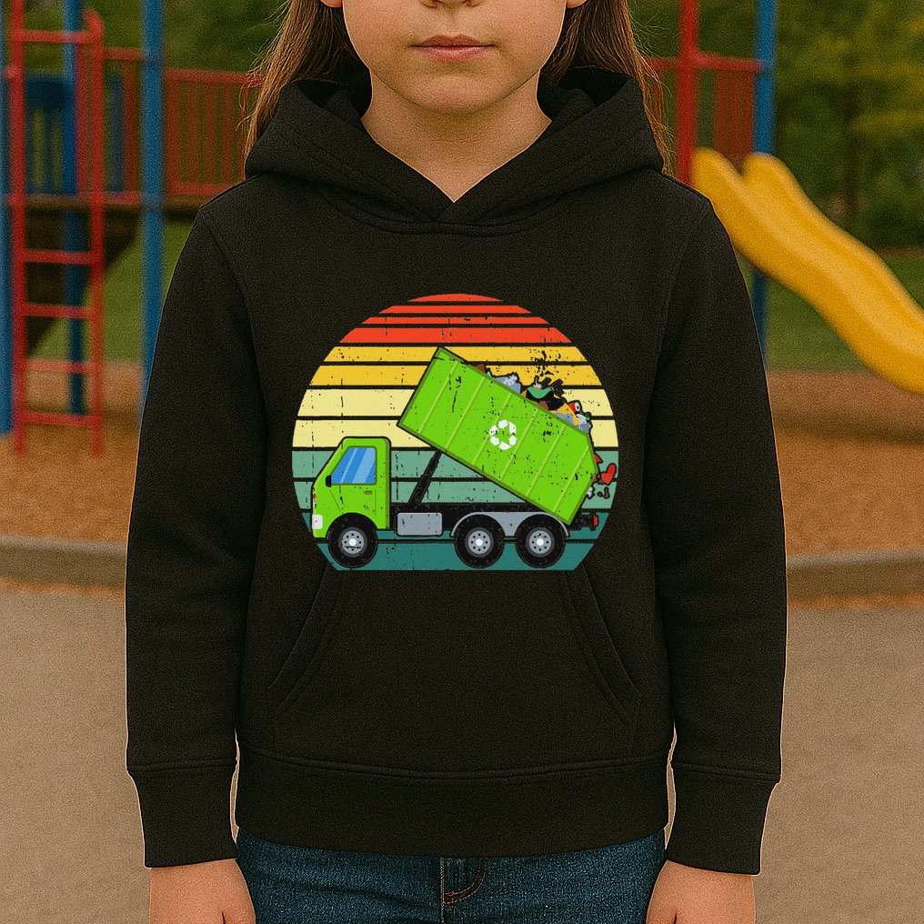 Retro Garbage Truck Waste Management Kids Hoodie
