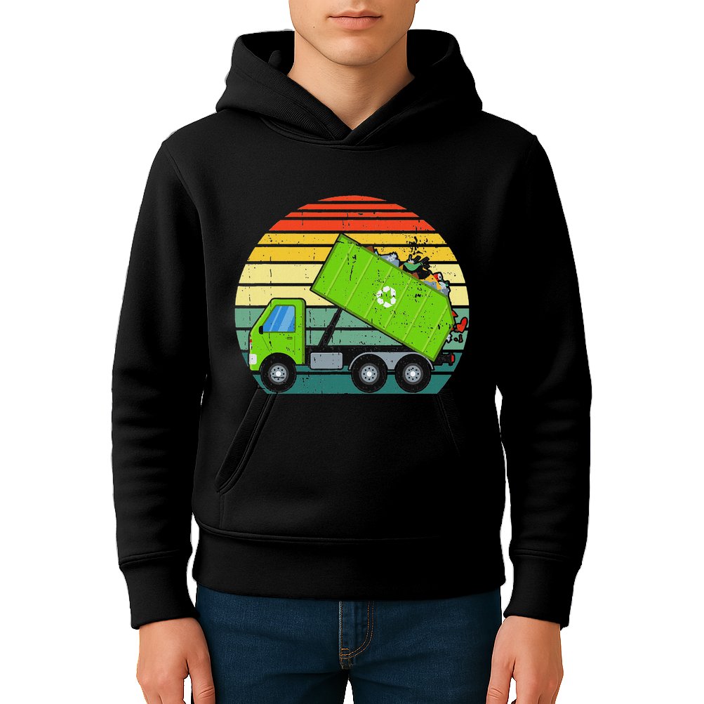 Retro Garbage Truck Waste Management Kids Hoodie