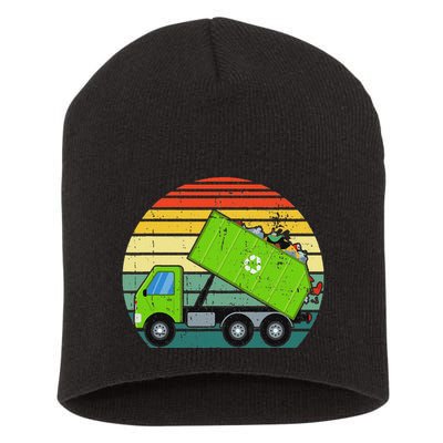 Retro Garbage Truck Waste Management Short Acrylic Beanie