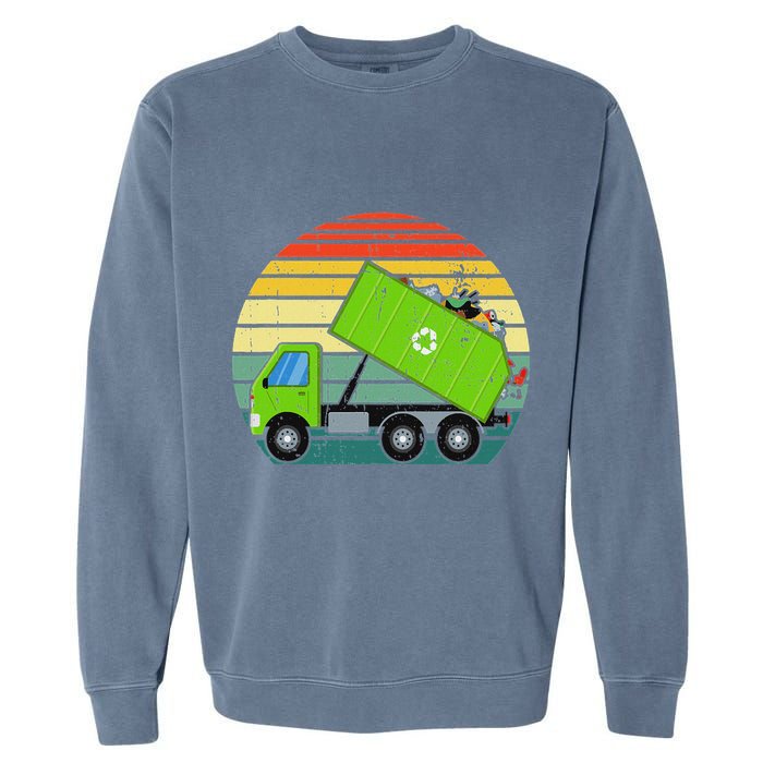 Retro Garbage Truck Waste Management Garment-Dyed Sweatshirt