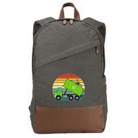 Retro Garbage Truck Waste Management Cotton Canvas Backpack