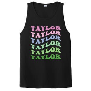 Retro Groovy T.AYLOR First Name Personalized Birthday PosiCharge Competitor Tank