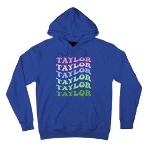 Retro Groovy T.AYLOR First Name Personalized Birthday Hoodie