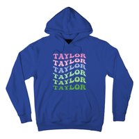 Retro Groovy T.AYLOR First Name Personalized Birthday Hoodie