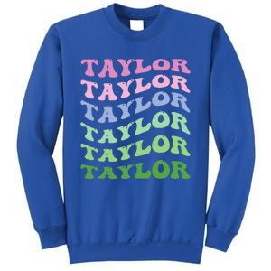 Retro Groovy T.AYLOR First Name Personalized Birthday Sweatshirt