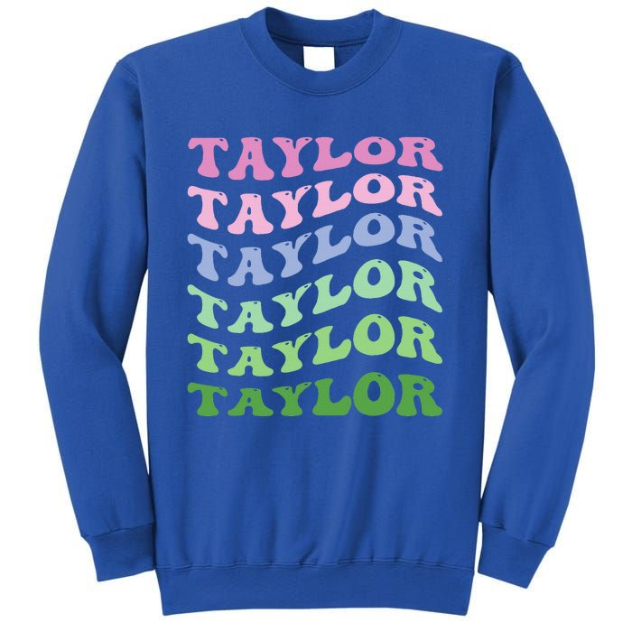 Retro Groovy T.AYLOR First Name Personalized Birthday Sweatshirt