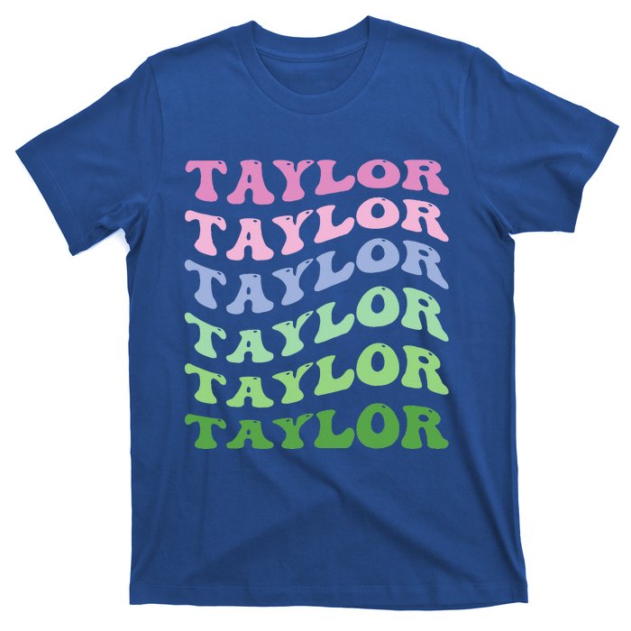 Retro Groovy T.AYLOR First Name Personalized Birthday T-Shirt