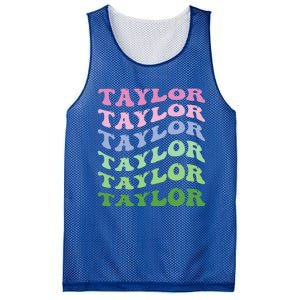 Retro Groovy T.AYLOR First Name Personalized Birthday Mesh Reversible Basketball Jersey Tank