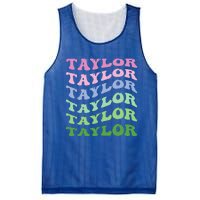 Retro Groovy T.AYLOR First Name Personalized Birthday Mesh Reversible Basketball Jersey Tank