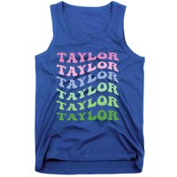 Retro Groovy T.AYLOR First Name Personalized Birthday Tank Top