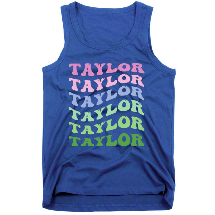 Retro Groovy T.AYLOR First Name Personalized Birthday Tank Top