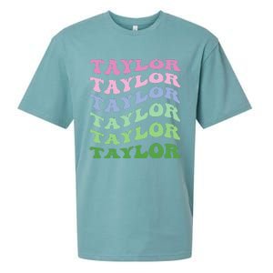 Retro Groovy T.AYLOR First Name Personalized Birthday Sueded Cloud Jersey T-Shirt