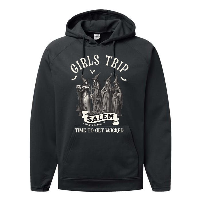 Retro Girls Trip Salem 1692 They Missed One Witch Halloween Performance Fleece Hoodie