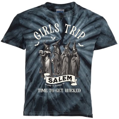 Retro Girls Trip Salem 1692 They Missed One Witch Halloween Kids Tie-Dye T-Shirt