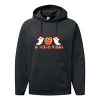 Retro Groovy Thick Thighs Witch Vibes Halloween Gift Performance Fleece Hoodie