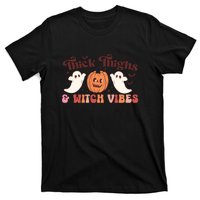 Retro Groovy Thick Thighs Witch Vibes Halloween Gift T-Shirt