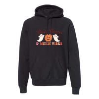 Retro Groovy Thick Thighs Witch Vibes Halloween Gift Premium Hoodie