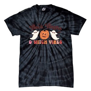 Retro Groovy Thick Thighs Witch Vibes Halloween Gift Tie-Dye T-Shirt