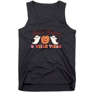 Retro Groovy Thick Thighs Witch Vibes Halloween Gift Tank Top