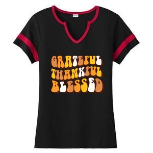 Retro Grateful Thankful Blessed Thanksgiving Gift Meaningful Gift Ladies Halftime Notch Neck Tee