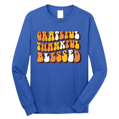 Retro Grateful Thankful Blessed Thanksgiving Gift Meaningful Gift Long Sleeve Shirt