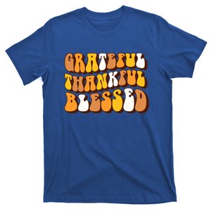 Retro Grateful Thankful Blessed Thanksgiving Gift Meaningful Gift T-Shirt