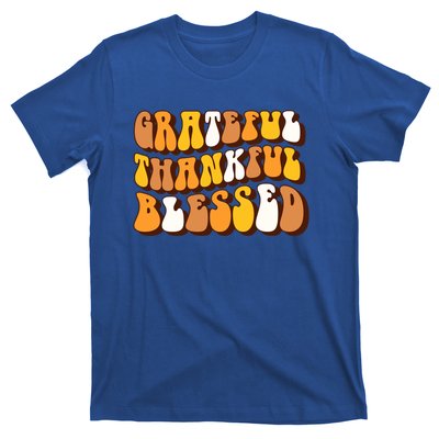 Retro Grateful Thankful Blessed Thanksgiving Gift Meaningful Gift T-Shirt