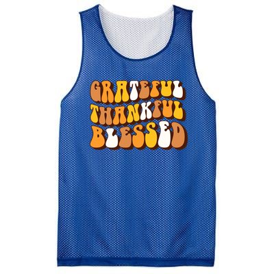 Retro Grateful Thankful Blessed Thanksgiving Gift Meaningful Gift Mesh Reversible Basketball Jersey Tank