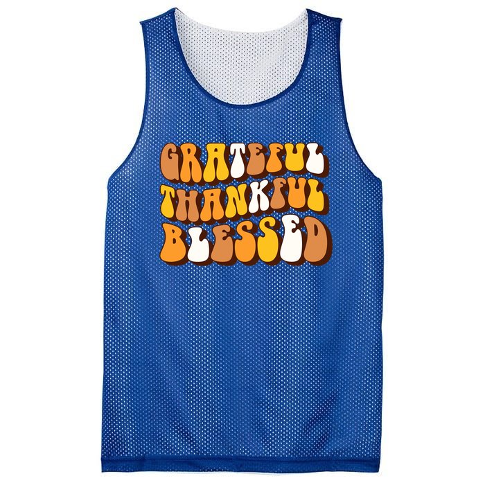 Retro Grateful Thankful Blessed Thanksgiving Gift Meaningful Gift Mesh Reversible Basketball Jersey Tank