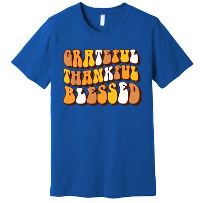 Retro Grateful Thankful Blessed Thanksgiving Gift Meaningful Gift Premium T-Shirt