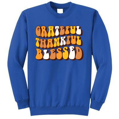 Retro Grateful Thankful Blessed Thanksgiving Gift Meaningful Gift Tall Sweatshirt