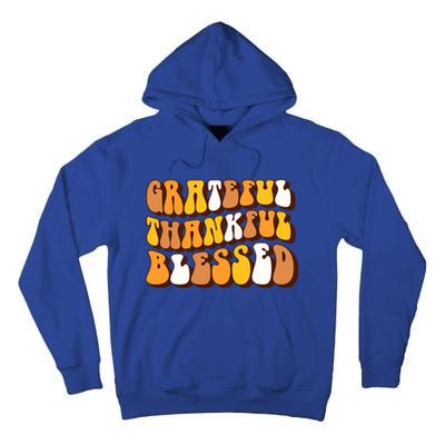 Retro Grateful Thankful Blessed Thanksgiving Gift Meaningful Gift Tall Hoodie