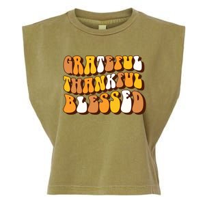 Retro Grateful Thankful Blessed Thanksgiving Gift Meaningful Gift Garment-Dyed Women's Muscle Tee