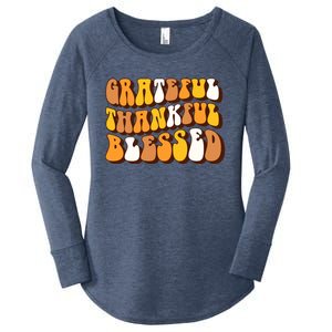 Retro Grateful Thankful Blessed Thanksgiving Gift Meaningful Gift Women's Perfect Tri Tunic Long Sleeve Shirt