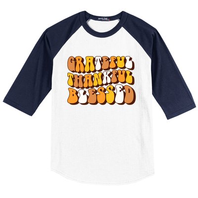 Retro Grateful Thankful Blessed Thanksgiving Gift Meaningful Gift Baseball Sleeve Shirt