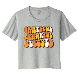 Retro Grateful Thankful Blessed Thanksgiving Gift Meaningful Gift Women's Crop Top Tee