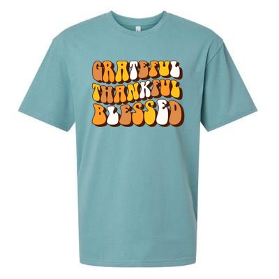 Retro Grateful Thankful Blessed Thanksgiving Gift Meaningful Gift Sueded Cloud Jersey T-Shirt