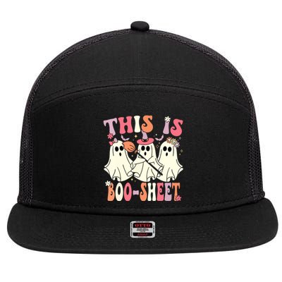 Retro Groovy This Is Boosheet Halloween Cute Ghost Costume Gift 7 Panel Mesh Trucker Snapback Hat