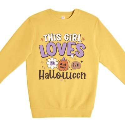 Retro Groovy This Girl Loves Halloween Gift Premium Crewneck Sweatshirt