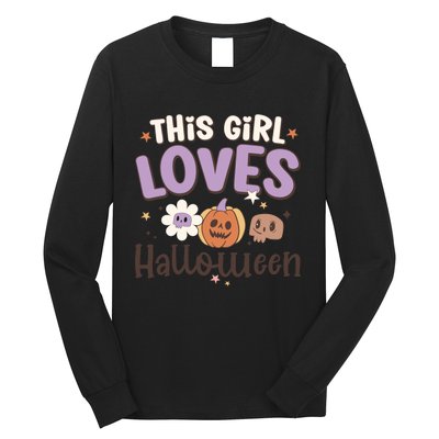 Retro Groovy This Girl Loves Halloween Gift Long Sleeve Shirt