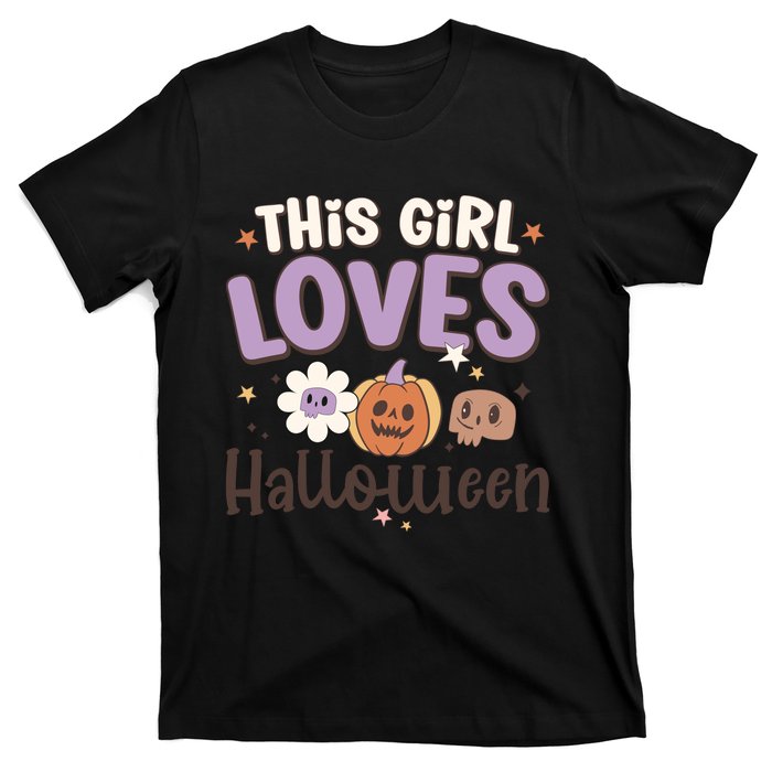 Retro Groovy This Girl Loves Halloween Gift T-Shirt